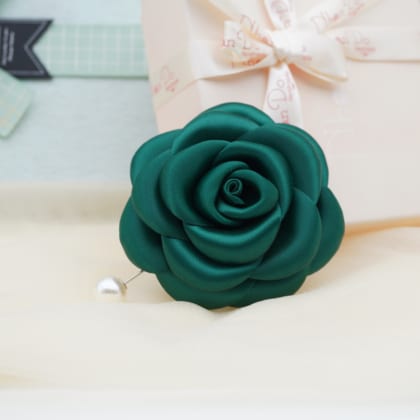 Forest Satin Ribbon Rose Brooch Pin By NhanDo Handmade – Floral Brooch Pin, Handmade Gift Ideas, Gift for her, Gift For Mom, Bridesmaid gift, valentines day gifts