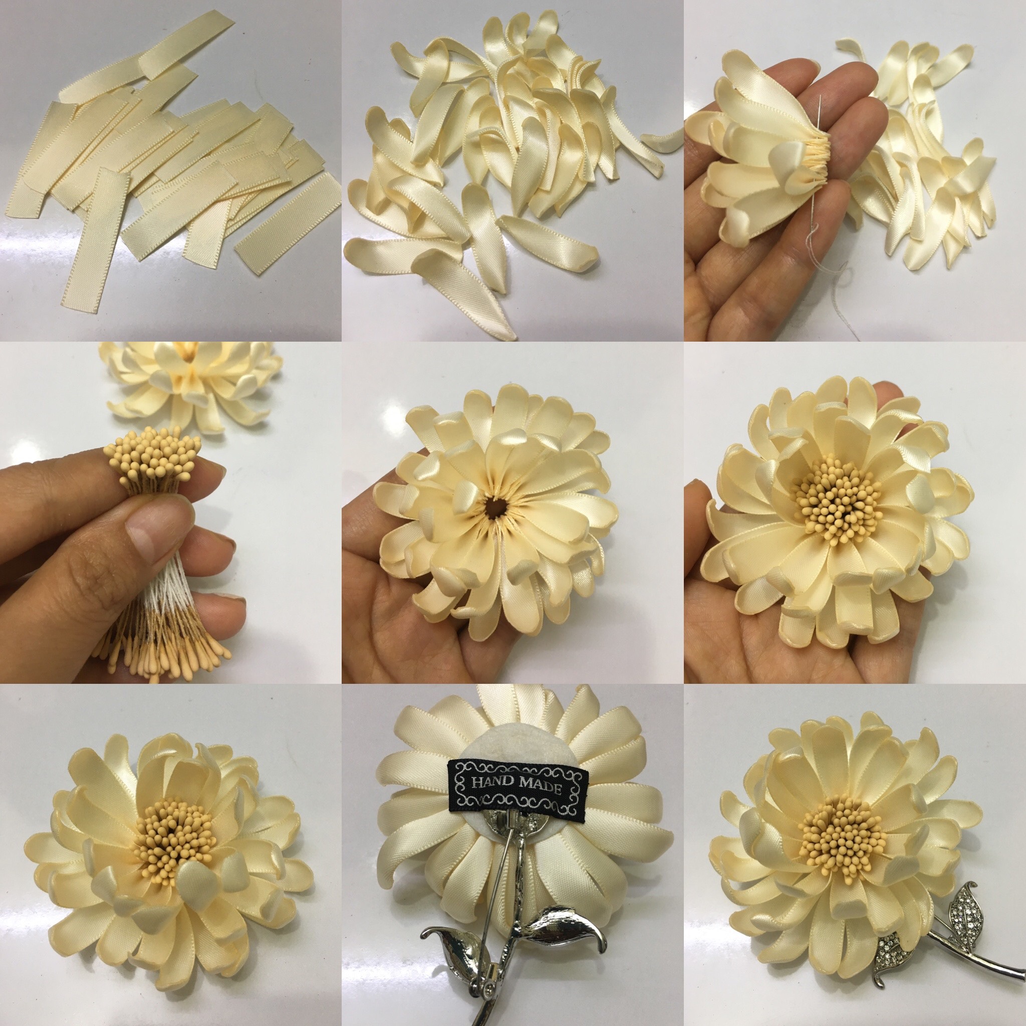 Silk Ribbon Daisy Brooch Pin By NhanDo Handmade – Floral Brooch Pin,  Handmade Gift Ideas, Gift for her, Gift For Mom, Bridesmaid gift,  valentines day gifts - Handmade Brooch